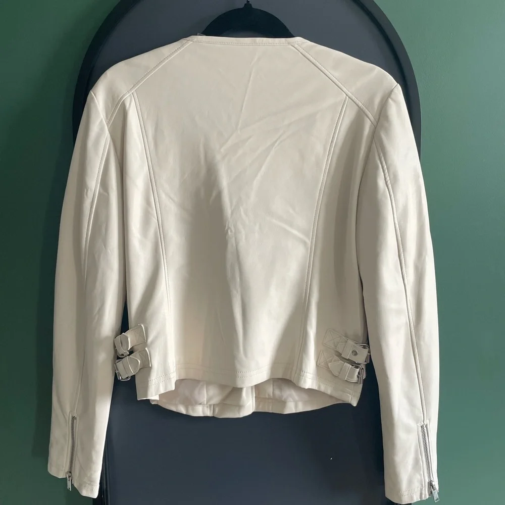 Bagatelle Women's Off-White Leather Jacket - Picture 4 of 4
